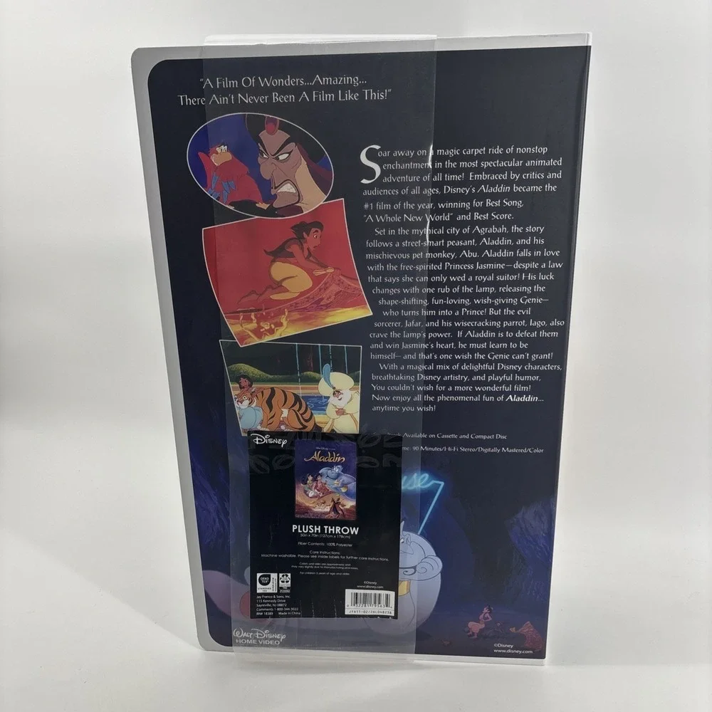 Disney's Aladdin Retro VHS Boxed Silk Classic Throw Blanket Brand New Sealed